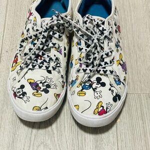 Disney Sneakers Colorful Cartoon Doodle Low-Top Sz 8